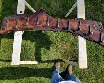 Live Edge Custom Wood Bridle Rack, Horse Tack Rack, Coat Hanger, Rustic Furniture