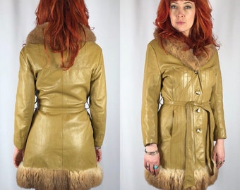 Vintage 1970's Leather Trimmed Jacket Small
