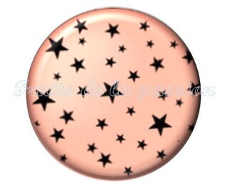 1 cabochon 25mm celestial stars round glass