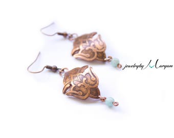 Etched copper earrings