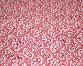 45 X 75 Rose Pink Paisley Print Cotton Flannel Fabric Remnant