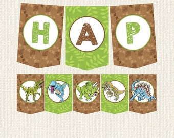 Dinosaur birthday decorations, Dinosaur Birthday Banner, Dino Birthday, Dinosaur party decor, printable bunting, dino party, dinosaur party