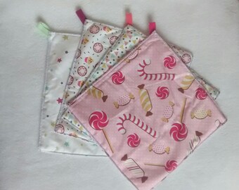 4 large squares of bamboo and cotton fancy toilet