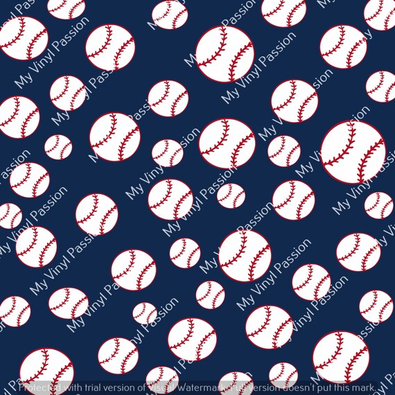 Custom Printed 12 x 12 Vinyl Baseball Pattern Prints Design