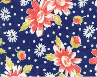 NEW! Moda COATED Floral Daisy Navy Coney Island by Fig Tree and Co Yardage 20280 11C