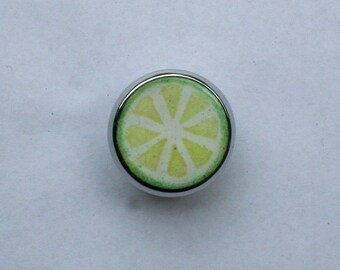 Enameled Lime Drawer Knob / Custom Cabinet Hardware / Kitchen Knob