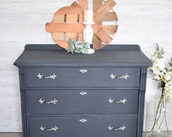 3 Drawer Dresser, Farmhouse, Charcoal Dresser, Rustic Chest of Drawers, Distressed Dresser,