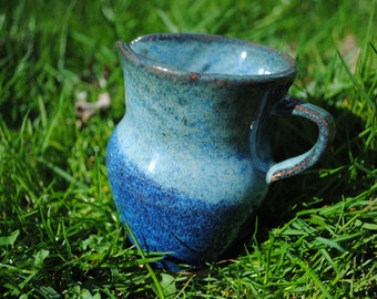 Small Blue Pitcher | Handmade Wheelthrown Pitcher, Colorful Creamer, Cheerful Maple Syrup Holder, Ceramic Pottery Pitcher