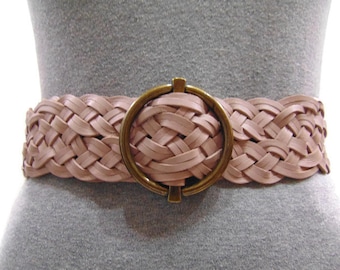 Vintage Talbots Mauve Leather Belt Braided Leather Belt Womens Leather Braided Belt Womens Vintage Woven Belt