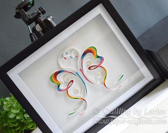 Quilling Paper Wall Art - "Two Butterflies." Handmade. Decor. Design. Gift. Wedding. Anniversary.
