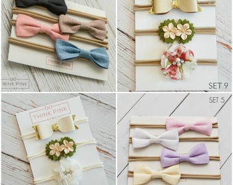Baby headband SET, Baby Headbands, Baby girl headbands, Small Bows, Baby Bows, Newborn headbands, Nylon Headbands,Baby hair bows,