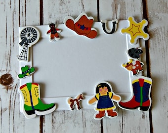 Vaquero temática Craft Kit, imán artesanal, actividad fiesta Rancho, manualidades infantiles, Wild West marco