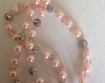 Pink pearl necklace Pink necklace Beaded necklace handmade necklace
