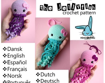 Jenny the Jellyfish - amigurumi crochet pattern. Languages: English, French, Norwegian, Spanish, Portuguese, Danish, Dutch, German
