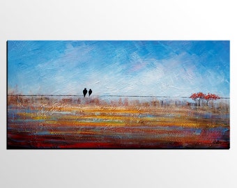 Canvas Painting, Oil Painting, Framed Art, Modern Art, Abstract Art, Love Birds Painting, Canvas Painting, Bedroom Art, Abstract Painting