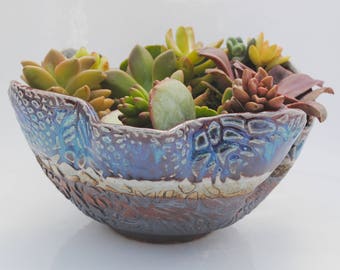 ceramic planter pot garden plant bowl window garden wavy planter