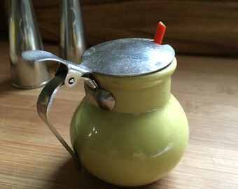 Mustard jar and spoon - Scandinavian Mid Century