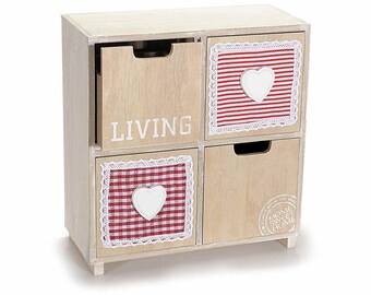 Natural Wood Hearts Chest of Drawers