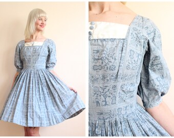 1950s Dress // Family Tree Dress // vintage 50s Candy Jones Novelty Dress