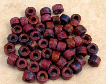 Mykonos Greek Ceramic Beads Mini Tube 6x4 mm Melitzania 50 Pieces M49