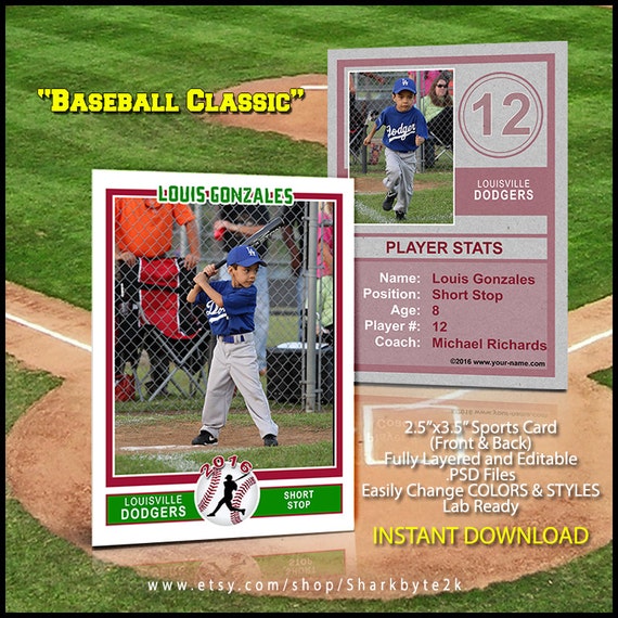 Baseball Sports Trader Card Template For Photoshop BASEBALL