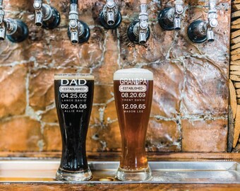 Father's Day Gift, Dad Established Glass, Gift For Dad, Gift From Wife, Personalized Beer Glass, Beer Glass Dad Est, Gift for Grandpa