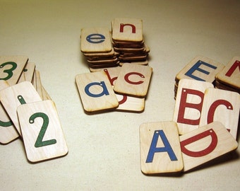 Mini Sandpaper Letters Set - Uppercase, Lowercase and Numbers 0-20 on Birch Wood
