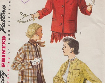 Simplicity 4376 / Vintage 50s Sewing Pattern / Jacket Coat / Size 14 Bust 32