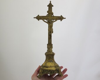Ornate Standing Crucifix - Golden Table Cross