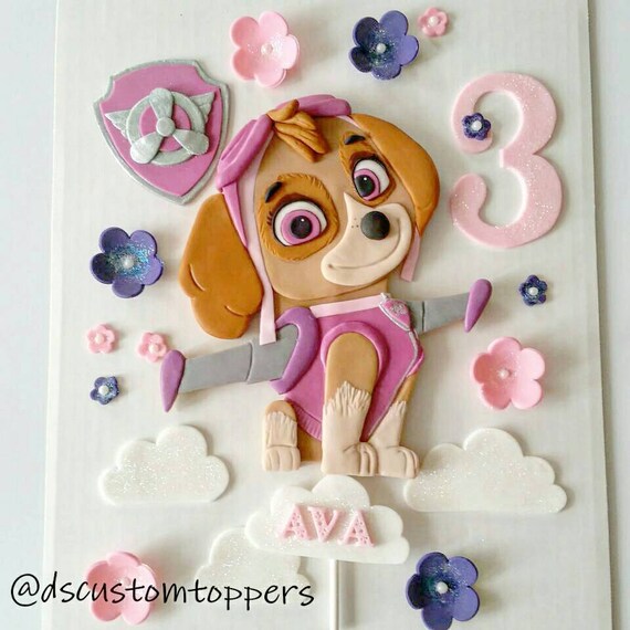 Paw patrol cake topper. Skye fondant cake topper. Edible cake