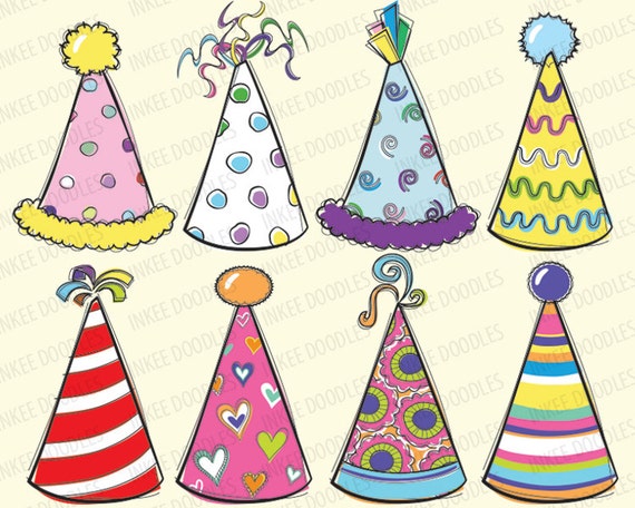 Items similar to Doodles Party Hats - Cute kids birthday celebration