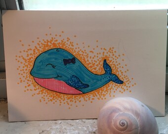 Blue Whale Illustration pointillism