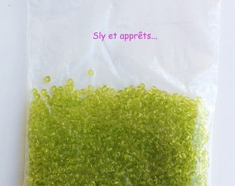 50g of lime green seed beads 2mm