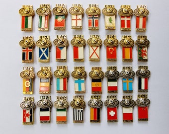 Europe Soccer gifts for soccer coach gifts Soviet vintage Pin collection Complete England Germany Scotland USSR Hungary Italy Youth cup 1984
