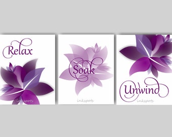 Relax Soak Unwind Flower Bathroom Art Bath Decor Wall Relax Soak Unwind Flower Bathroom Art Bath Decor Wall