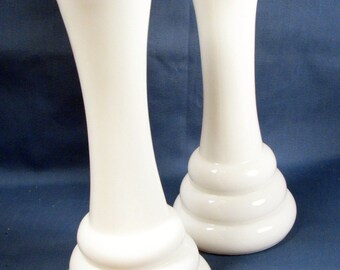 Vintage Milk Glass Bud Vases - Set of Two