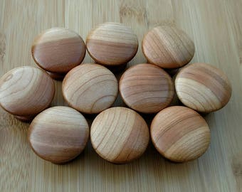 Oak Natural Wood Knob on Cherry Wood Knob Drawer Pull Size 1.5 x 1.18 Dresser Wood Knob, Kitchen Wood Knob, Drawer Knob Set 8 10 12