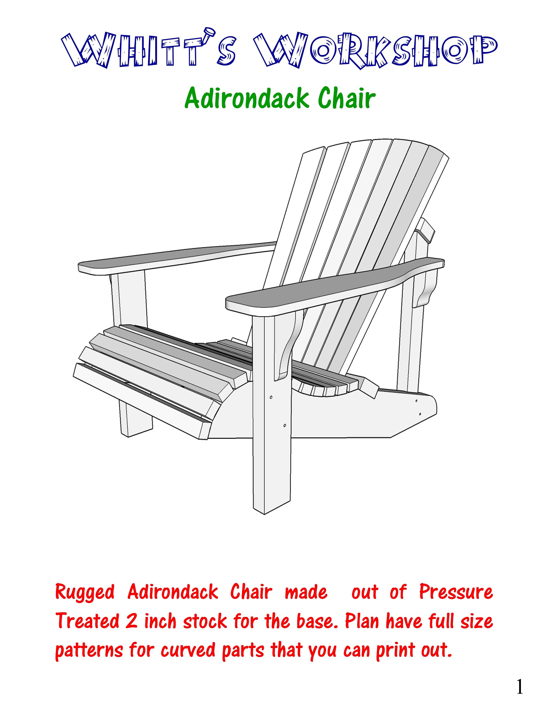 Printable Adirondack Chair Plans