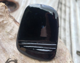 Hommage à Soulages : Bague en cuivre émaillé, noir lumineux