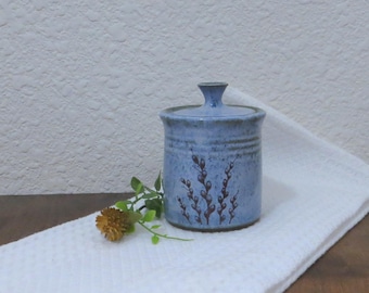Teeny Wee Canister Jar - Handmade Stoneware Ceramic Pottery - Willow - 8 Ounce