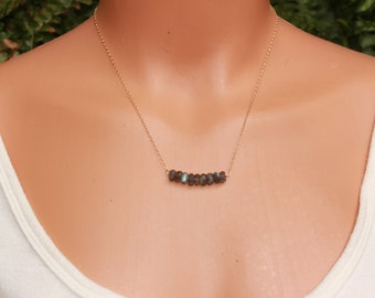 Labradorite Bar Necklace, Minimalist, Delicate, Layered, Labradorite Dainty Necklace, Labradorite Necklace, Gemstone, Layering Necklace