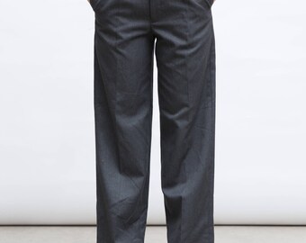 90s Gray Pants, High Waist Slacks, Office Trousers, Wide Leg Pants, 90s Gray Pants, Retro Charcoal Pants, Gray Bottoms, Small Size Pants