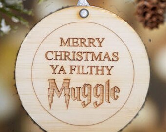 Merry Christmas Ya Filthy Muggle Ornament, harry potter ornament, harry potter christmas, harry potter christmas ornament, ya filthy muggle