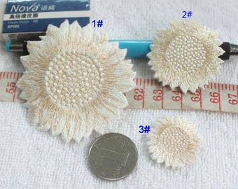 Ivory Sunflower Patch, Iron On Flower Patches