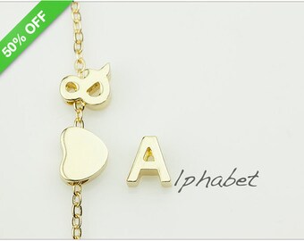 50% Off - 14K Gold Plated Tiny Letters Uppercase, Gold Alphabet Bead, Personalized Initials, 8mm, B0L5.GO01.S01