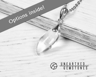Genuine Clear Quartz Necklace - Minimalist Necklace, Simple Necklace, Gemstone Pendant Necklace, Quartz Crystal Necklace