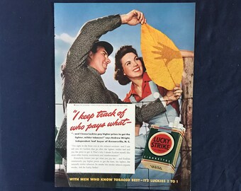 Vintage Lucky Strike Cigarette Ad, I Keep Track of Who Pays What