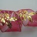 Christmas Wired Ribbon 2 1/2" inch wide Holiday Red Burgundy Sheer Ribbon Gold Holly Leaves Center Piece Wreath Home Decor Metallic LC047