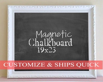 MAGNETIC CHALKBOARD White Framed Chalkboard Unique Valentines Day Gift Teacher Gift Kitchen Chalkboard Wedding Sign Wall Organizer Black