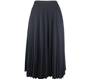vintage pleated black midi skirt